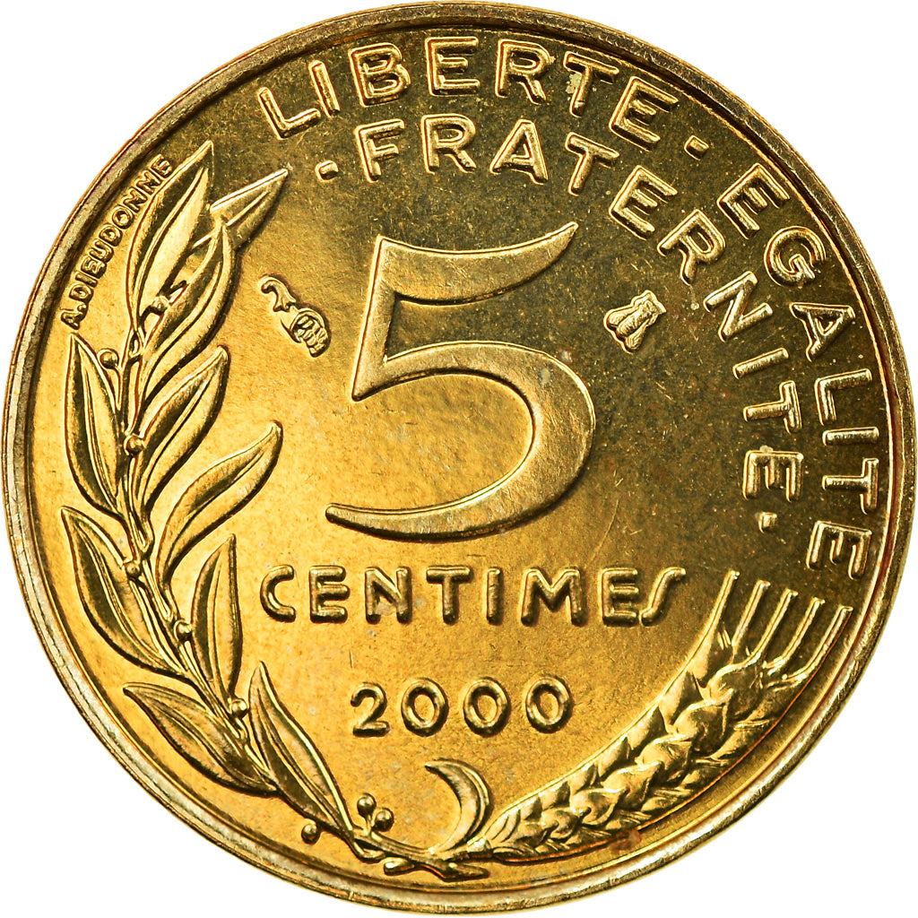 Coin, France, Marianne, 5 Centimes, 2000, Paris, MS(64), Aluminum-Bronze