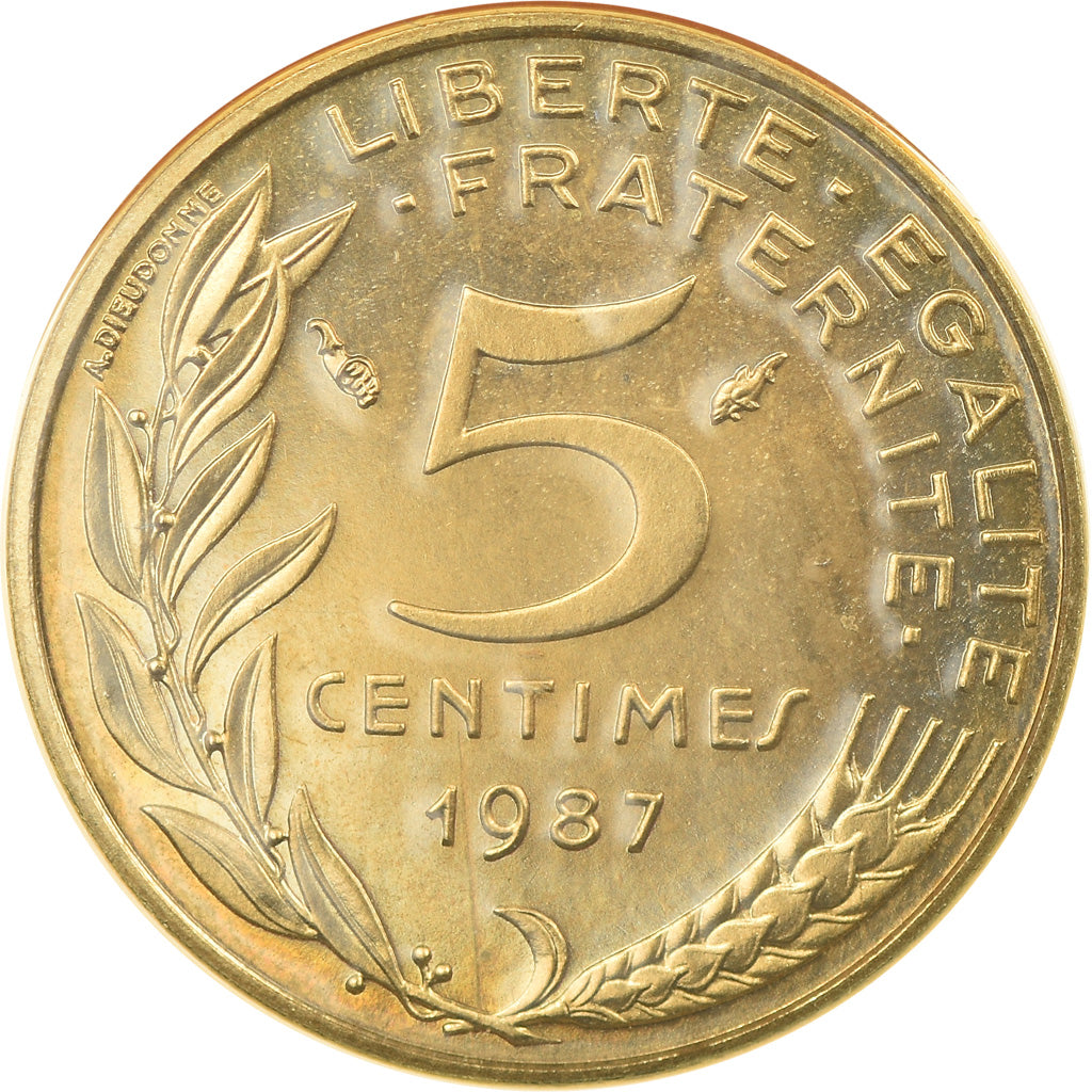 Monnaie, France, Marianne, 5 Centimes, 1987, Paris, FDC, Aluminum-Bronze