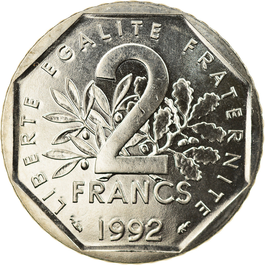 Coin, France, Semeuse, 2 Francs, 1992, Paris, Medal alignment, MS(63), Nickel