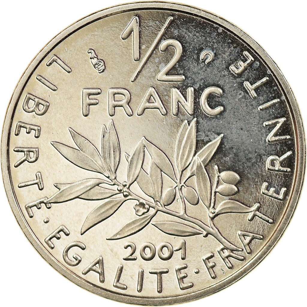 Coin, France, Semeuse, 1/2 Franc, 2001, Paris, Proof, MS(64), Nickel, KM:931.2