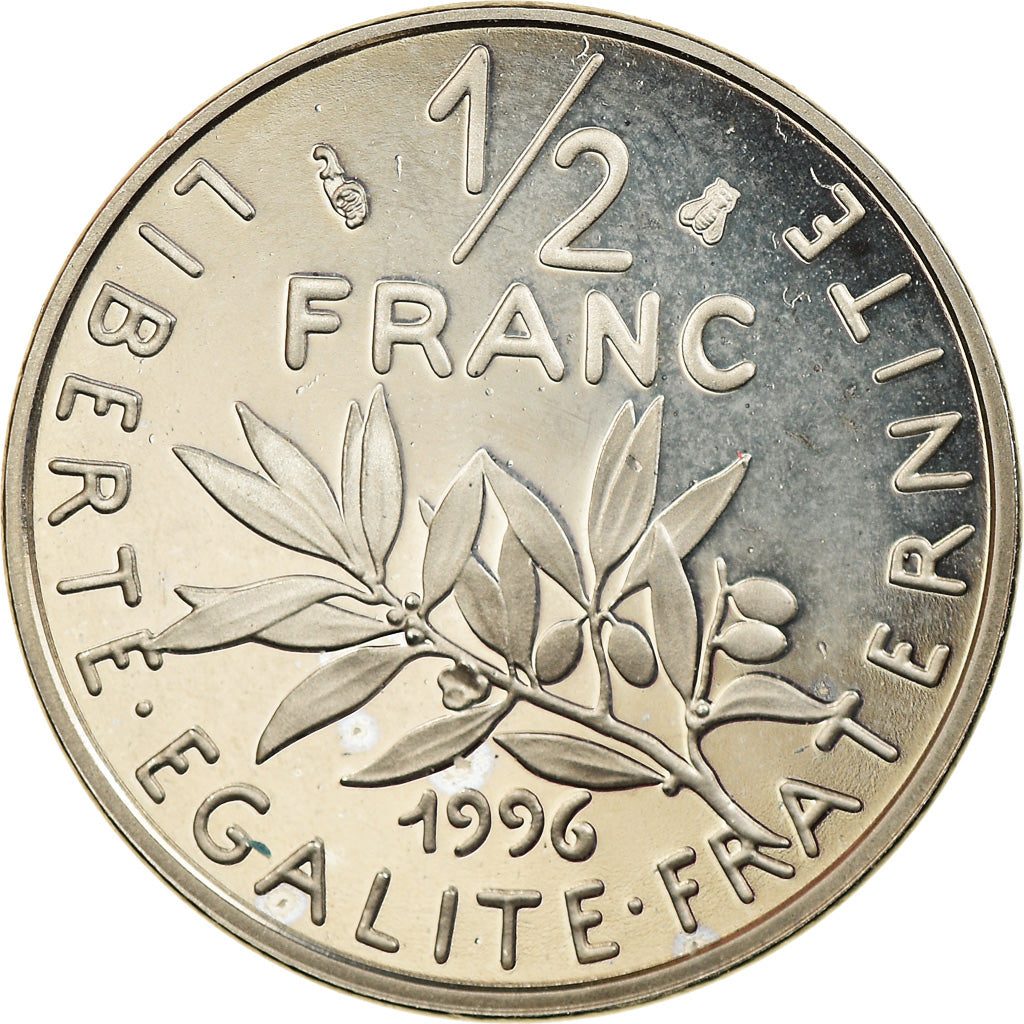 Munten, Frankrijk, Semeuse, 1/2 Franc, 1996, Paris, Proof, UNC, Nickel