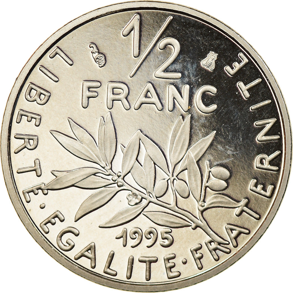 Munten, Frankrijk, Semeuse, 1/2 Franc, 1995, Proof, UNC, Nickel, KM:931.2