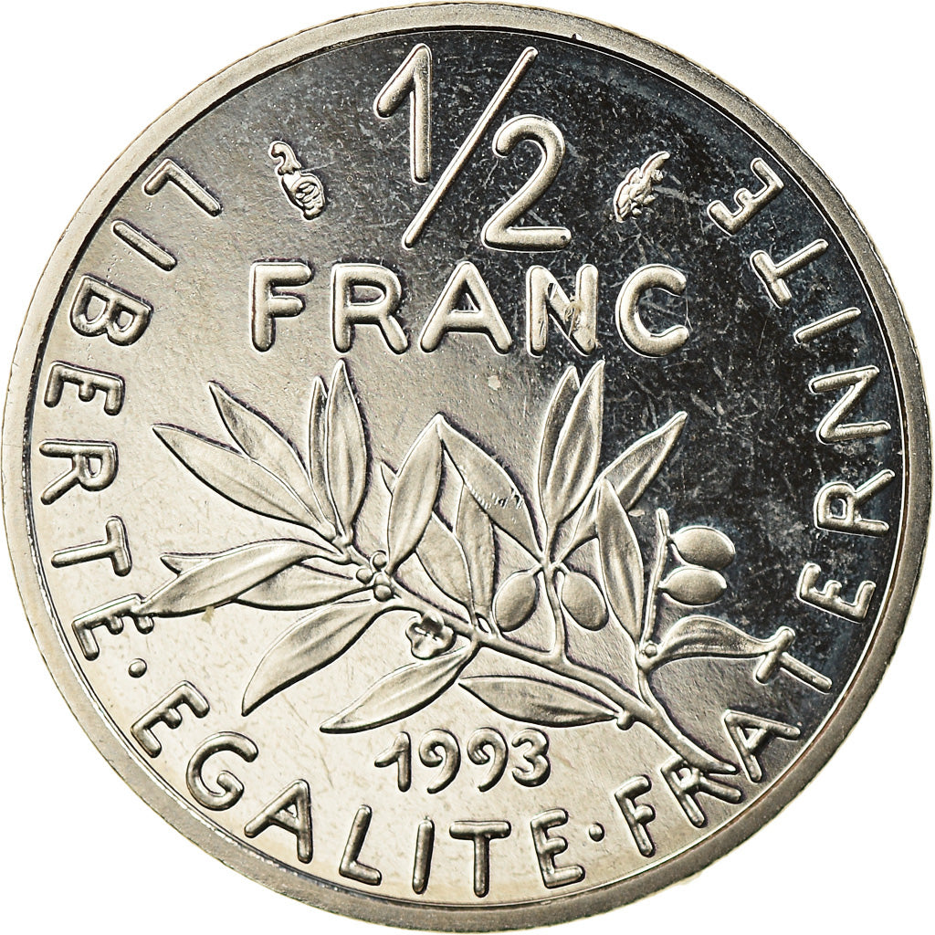 Münze, Frankreich, Semeuse, 1/2 Franc, 1993, Proof, UNZ+, Nickel, KM:931.2