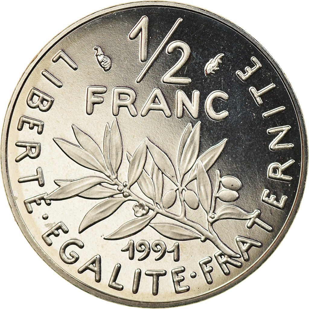 Monnaie, France, Semeuse, 1/2 Franc, 1991, Proof, SPL+, Nickel, Gadoury:429a