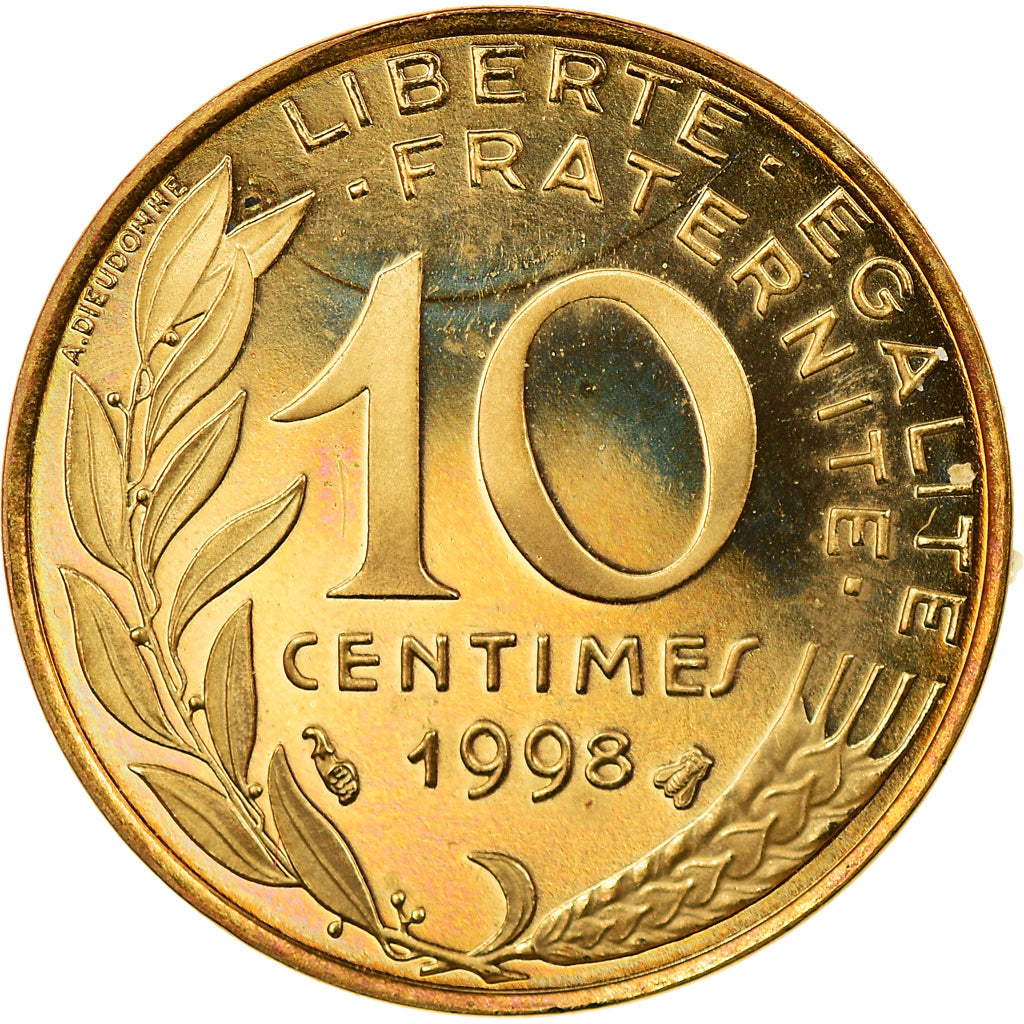 Munten, Frankrijk, Marianne, 10 Centimes, 1998, Paris, Proof, UNC