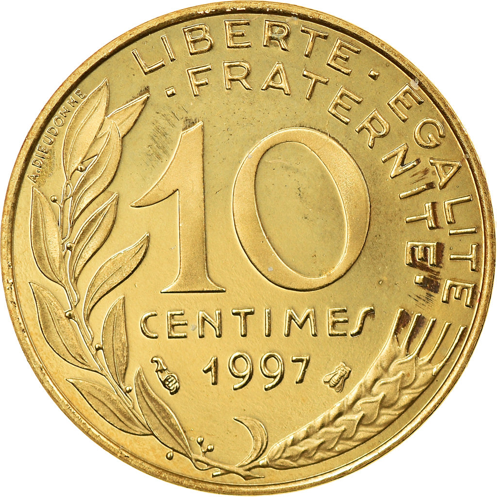 Moneda, Francia, Marianne, 10 Centimes, 1997, Paris, Proof, SC+, Aluminio -