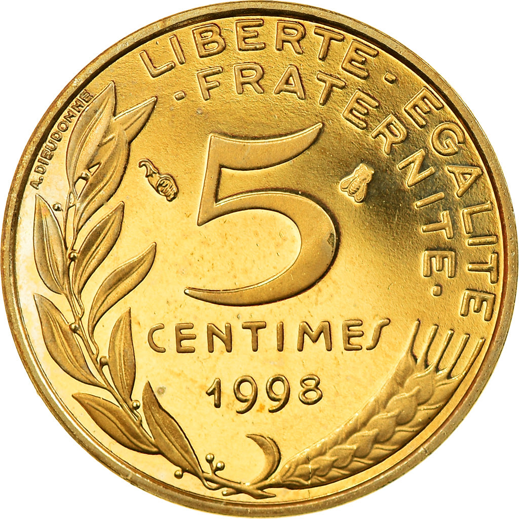 Munten, Frankrijk, Marianne, 5 Centimes, 1998, Paris, Proof, UNC