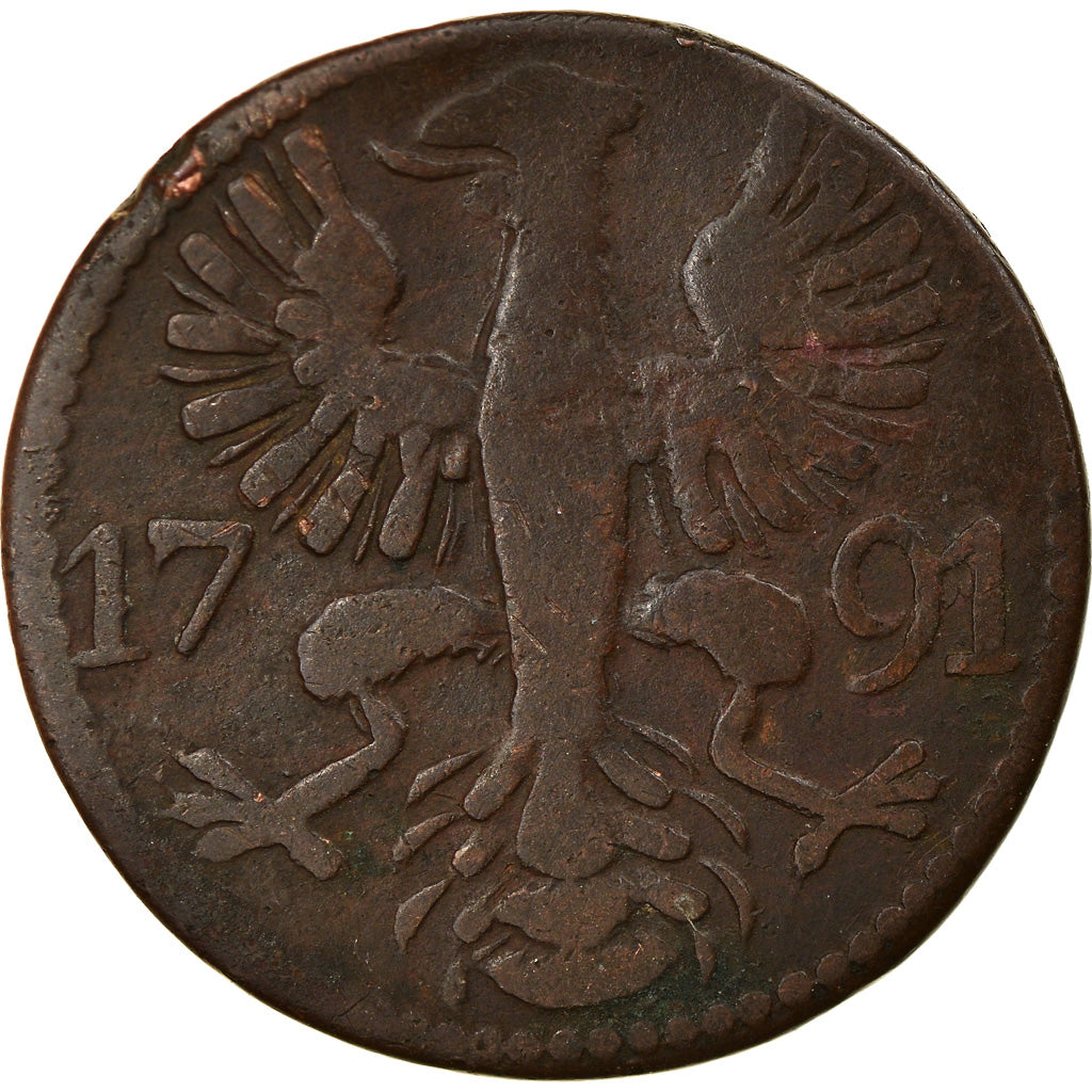 Moneta, Stati tedeschi, AACHEN, 12 Heller, 1791, MB, Rame, KM:51