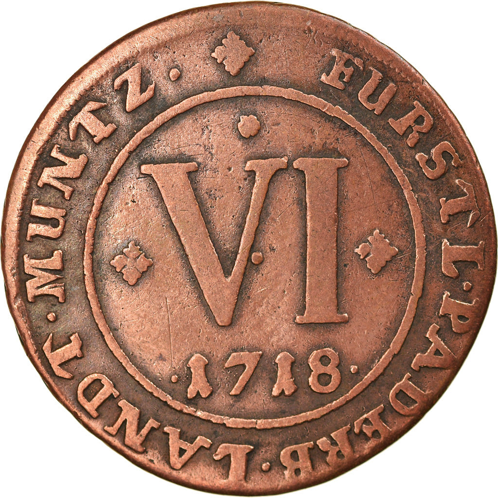 Moneta, Stati tedeschi, PADERBORN, Franz Arnold, 6 Pfenning, 1718, Neuhaus, MB+