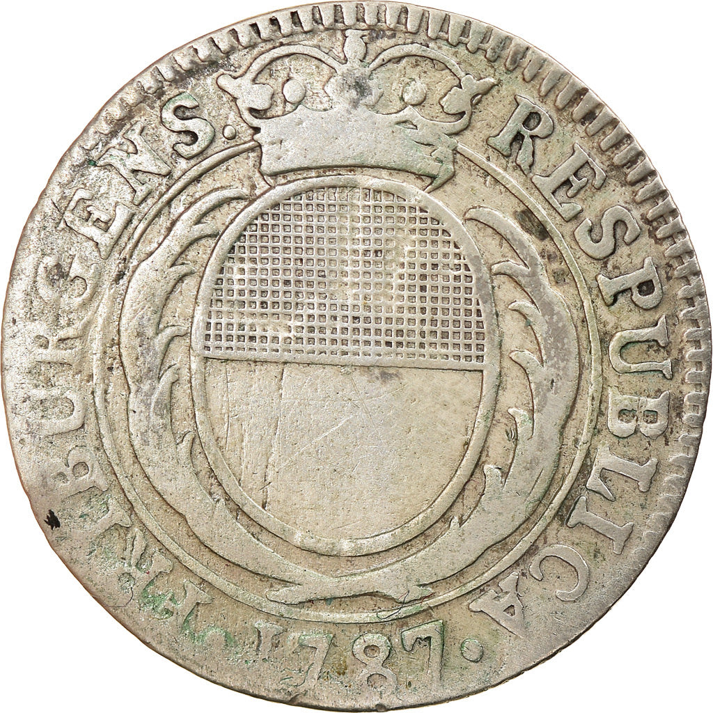 Münze, SWISS CANTONS, FREIBURG, 7 Kreuzer, 1/8 Gulden, 1787, S+, Silber, KM:58