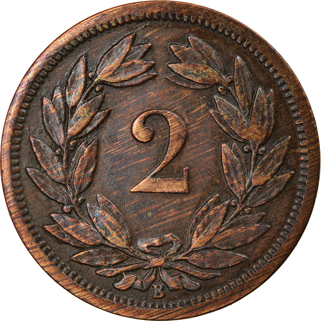 Moneta, Svizzera, 2 Rappen, 1890, Bern, BB+, Bronzo, KM:4.1
