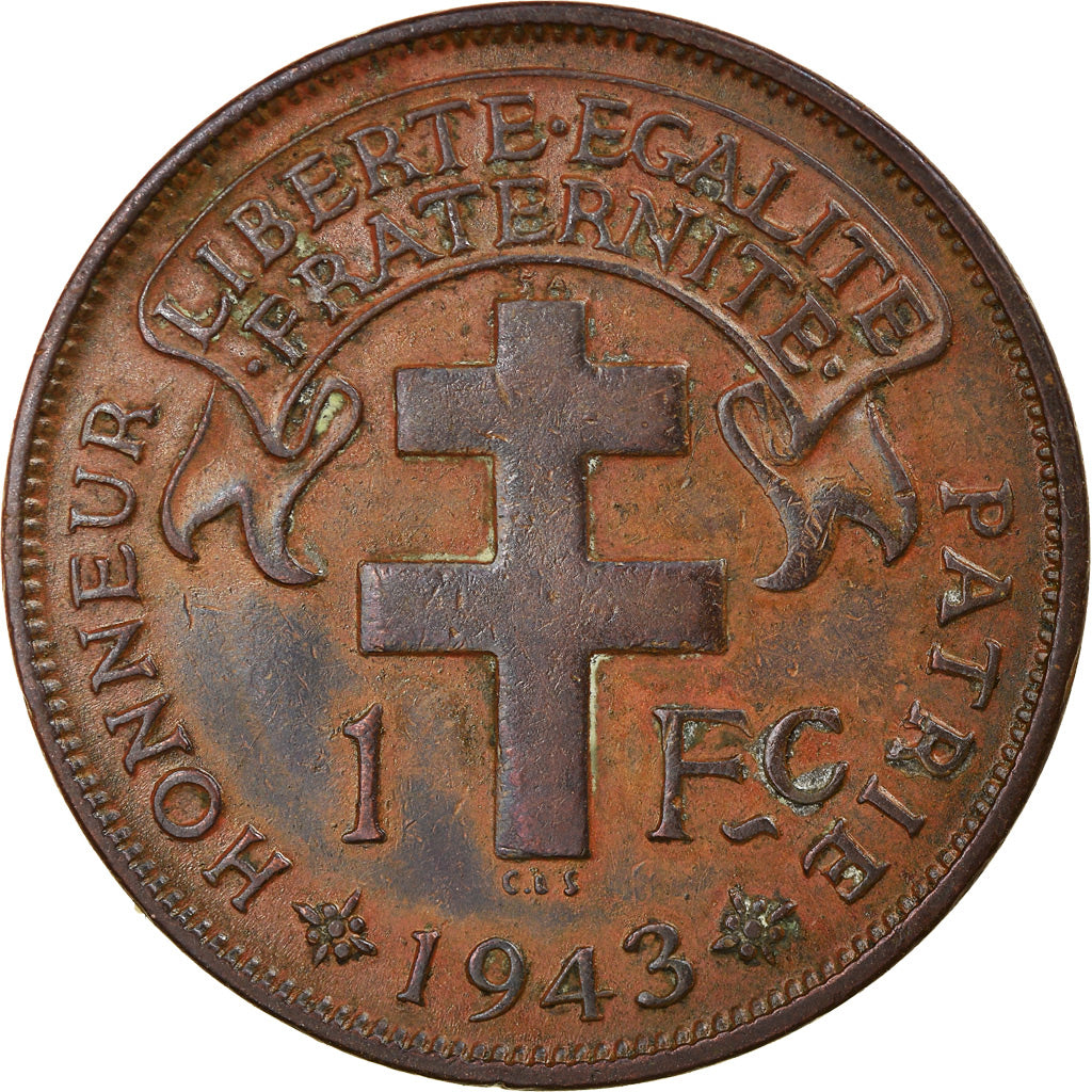 Coin, Cameroon, Franc, 1943, Pretoria, EF(40-45), Bronze, KM:5