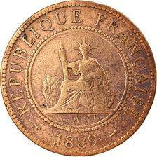 Coin, FRENCH INDO-CHINA, Cent, 1889, Paris, VF(30-35), Bronze, KM:1, Lecompte:41