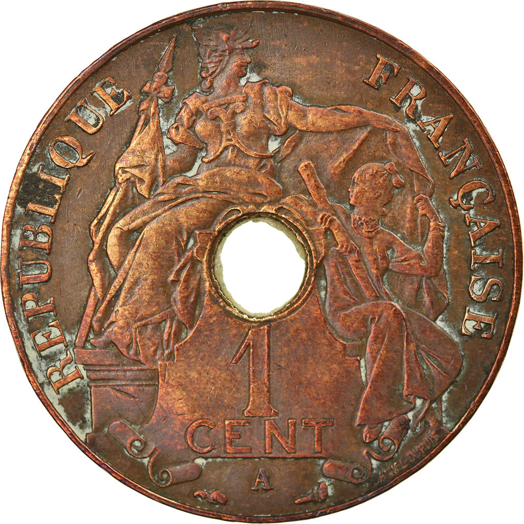 Moneta, INDOCINA FRANCESE, Cent, 1910, Paris, BB, Bronzo, KM:12.1, Lecompte:68