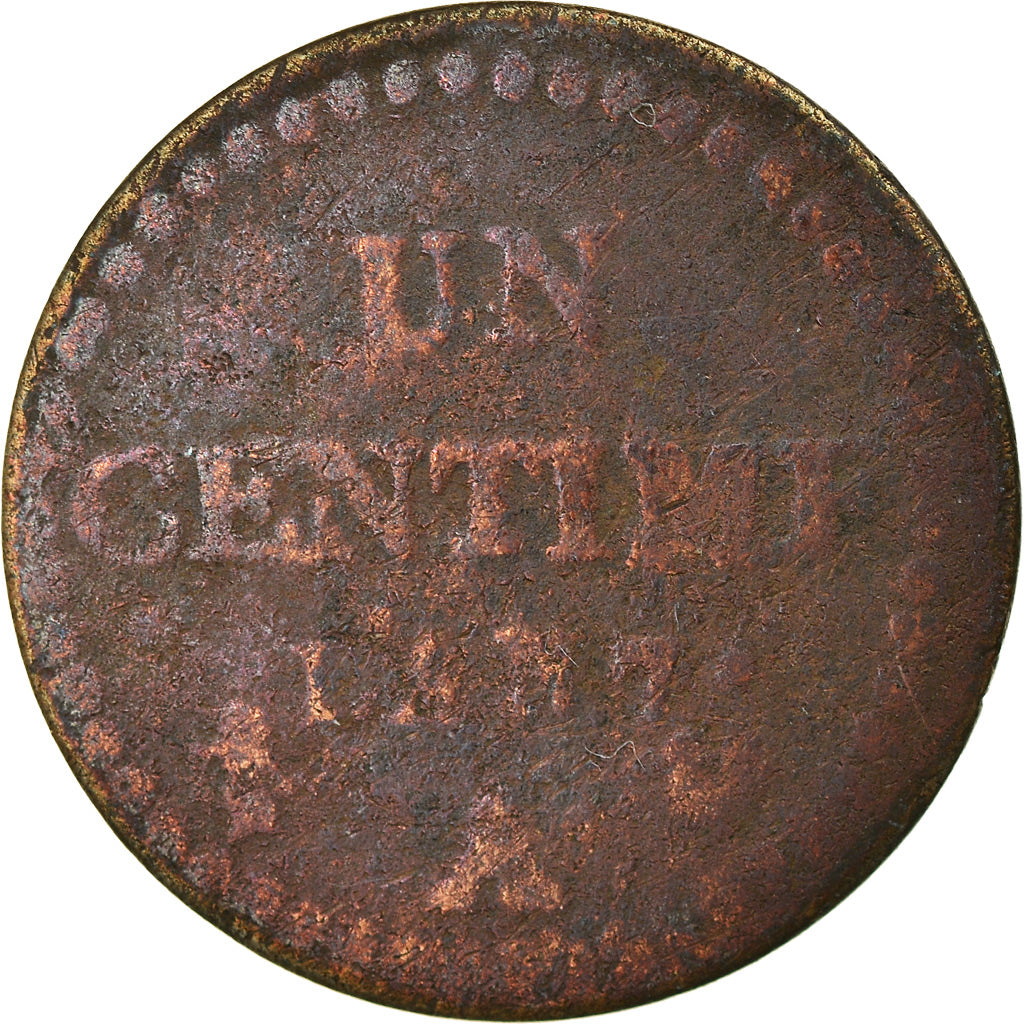 Moneta, Francia, Dupré, Centime, AN 7, Paris, MB, Bronzo, KM:646, Gadoury:76