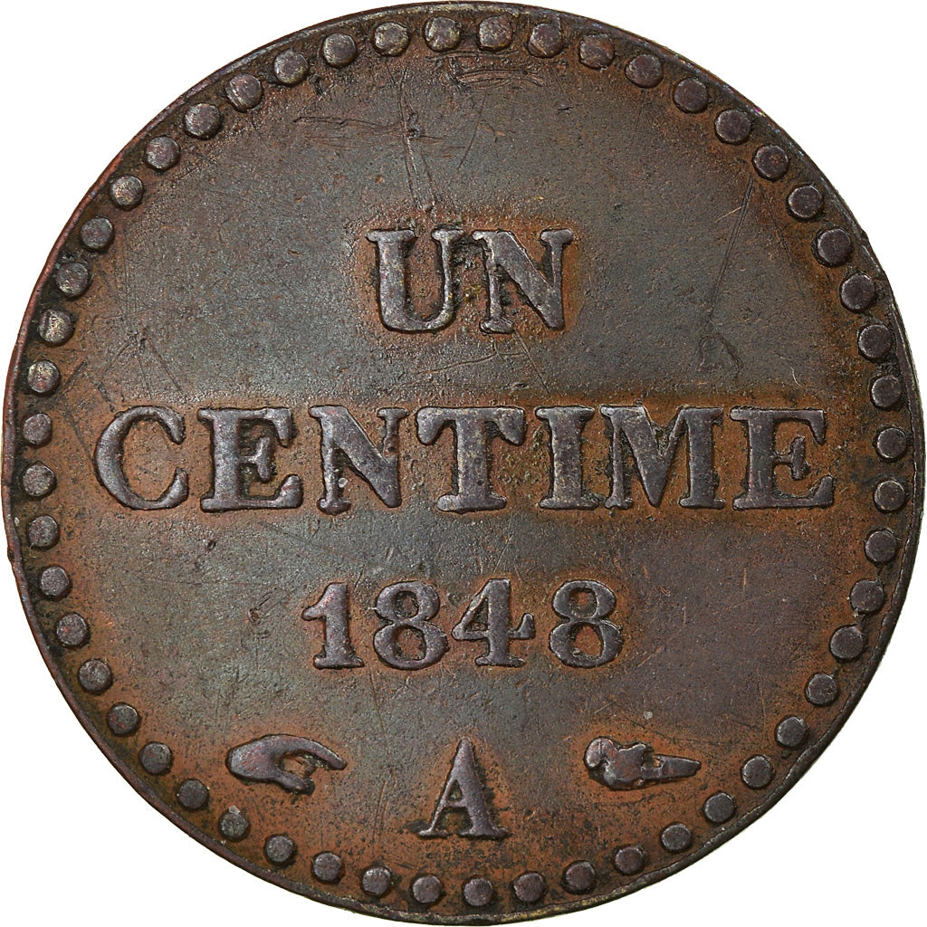 Coin, France, Dupré, Centime, 1848, Paris, AU(50-53), Bronze, KM:754
