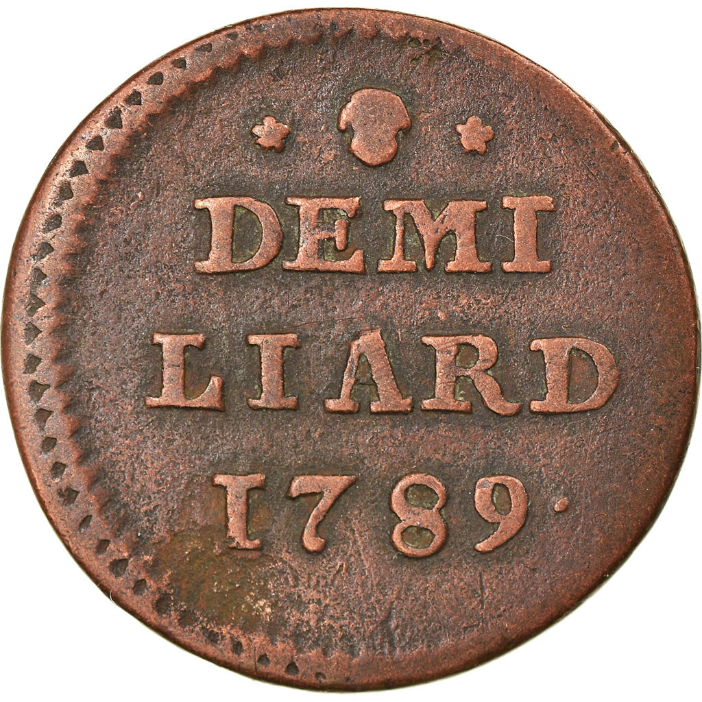 Moneta, Lussemburgo, Joseph II, 1/2 Liard, 1789, Brussels, MB+, Rame, KM:10