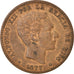 Coin, Spain, Alfonso XII, 10 Centimos, 1877, Madrid, AU(50-53), Bronze, KM:675