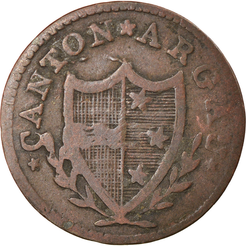 Moneta, CANTONI SVIZZERI, AARGAU, 2 Rappen, 1814, MB, Biglione, KM:11