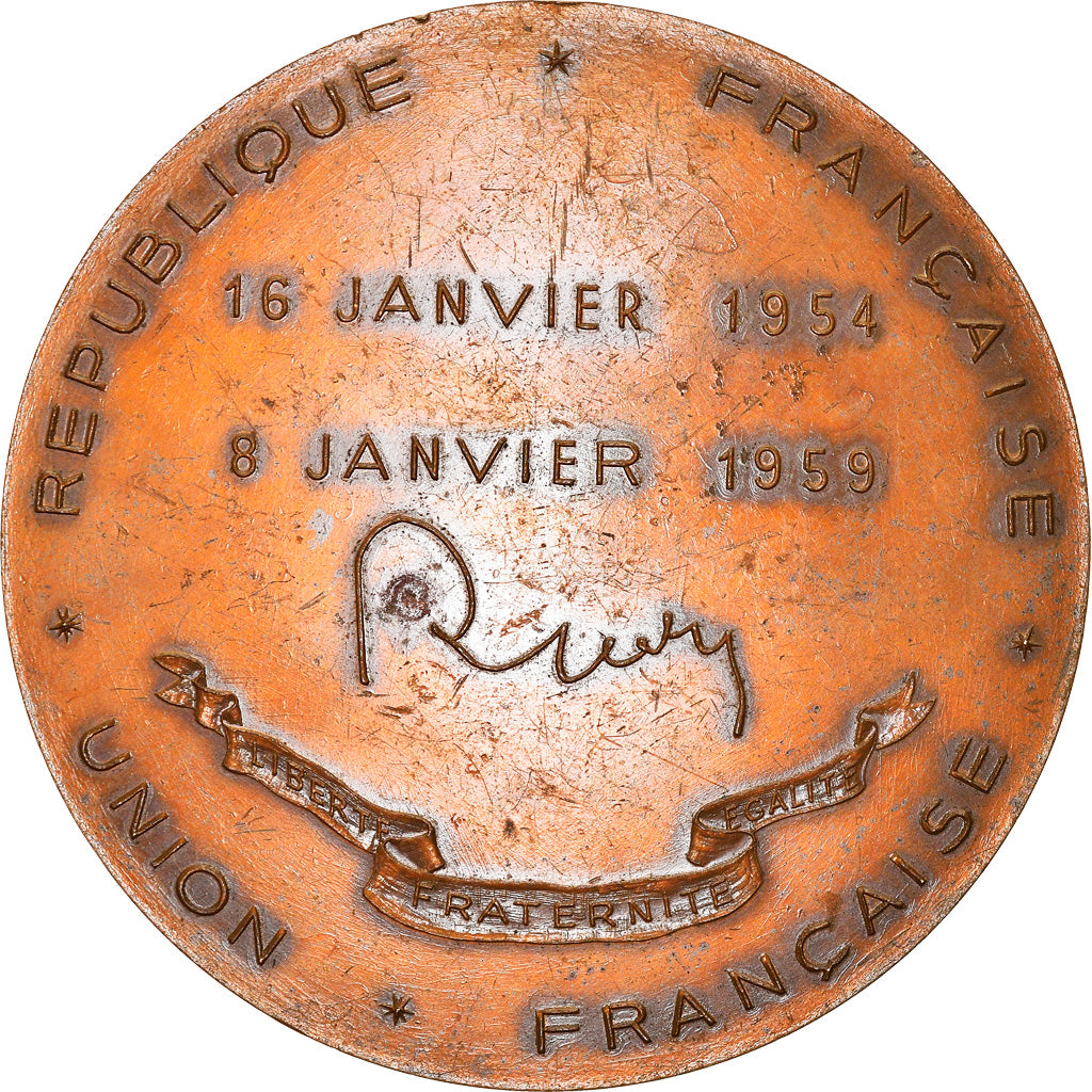 Francia, medaglia, Président René Coty, Union Française, Politics, 1959