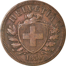 Coin, Switzerland, 2 Rappen, 1850, Paris, EF(40-45), Bronze, KM:4.1