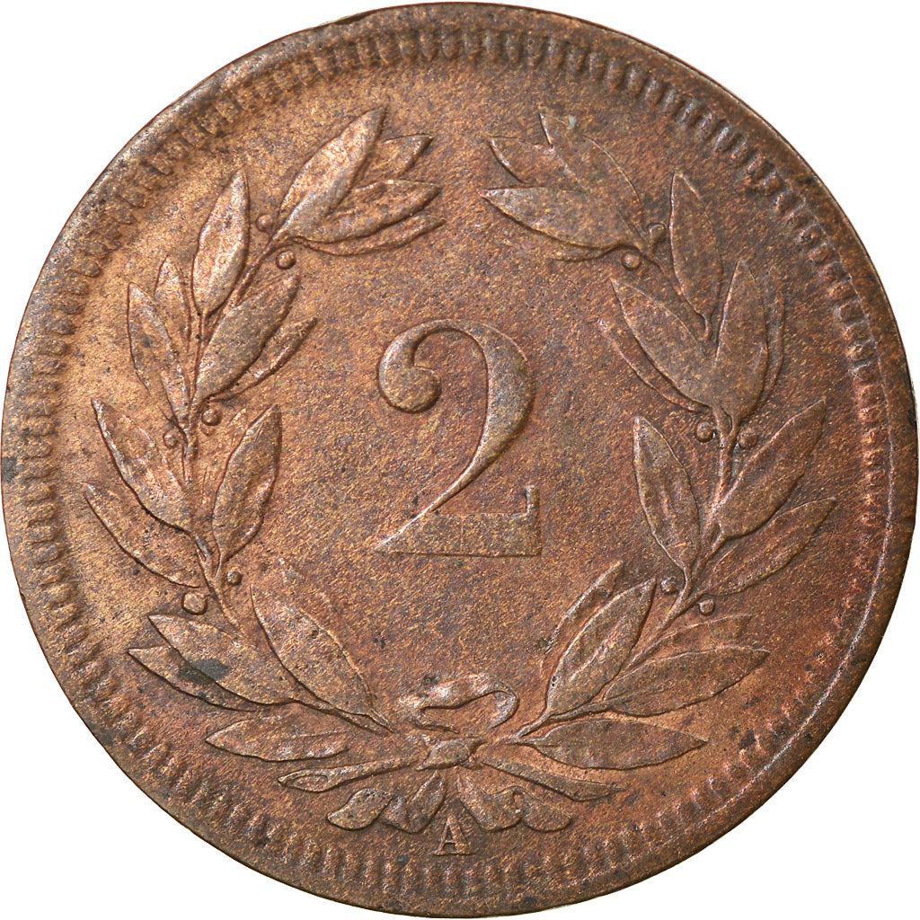 Coin, Switzerland, 2 Rappen, 1850, Paris, EF(40-45), Bronze, KM:4.1