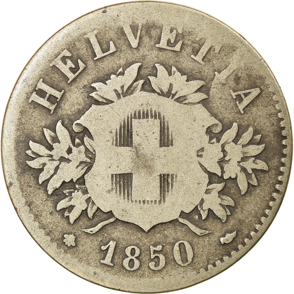 Coin, Switzerland, 20 Rappen, 1850, Bern, VF(20-25), Billon, KM:7