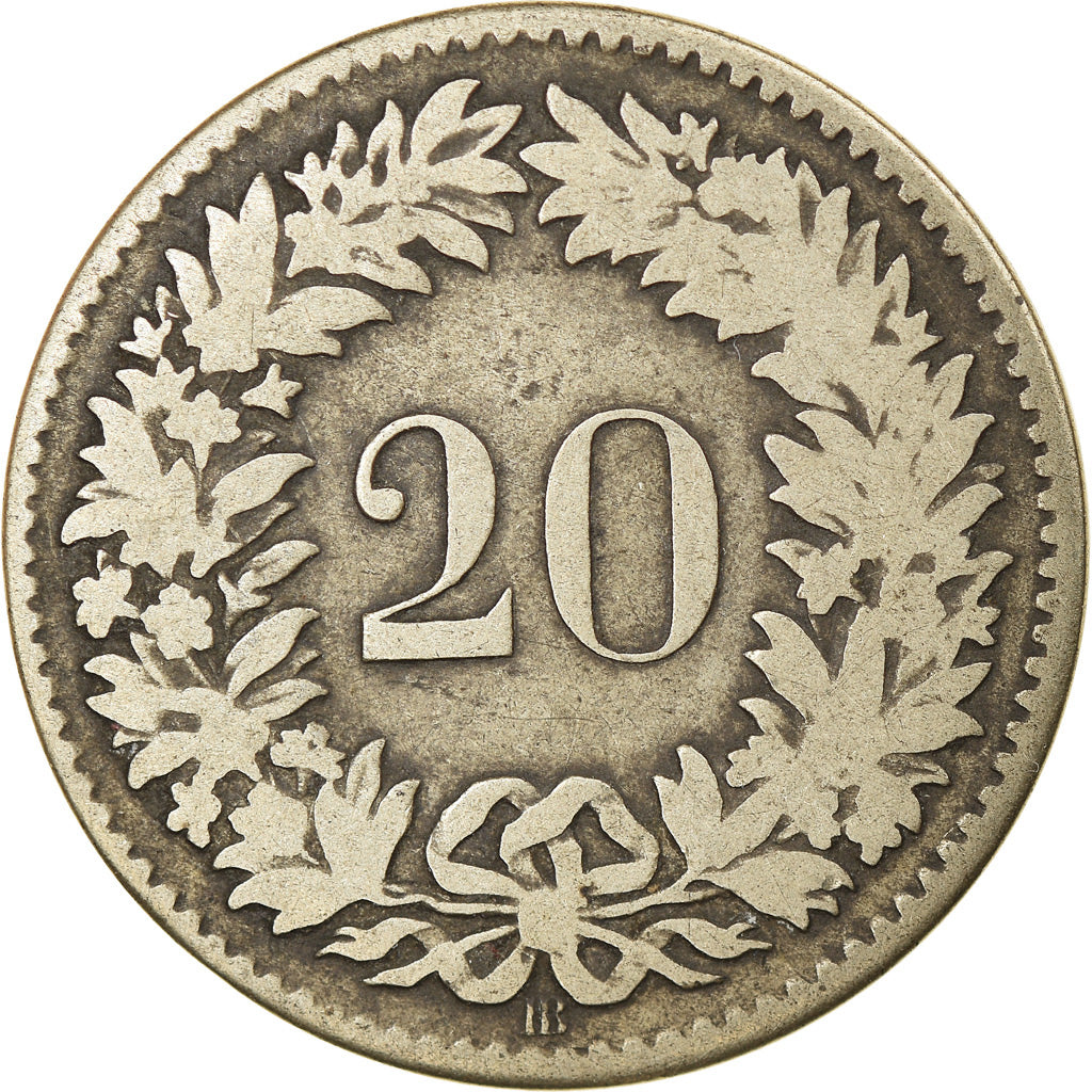 Coin, Switzerland, 20 Rappen, 1850, Bern, VF(20-25), Billon, KM:7