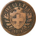 Coin, Switzerland, 2 Rappen, 1851, Paris, VF(20-25), Bronze, KM:4.1