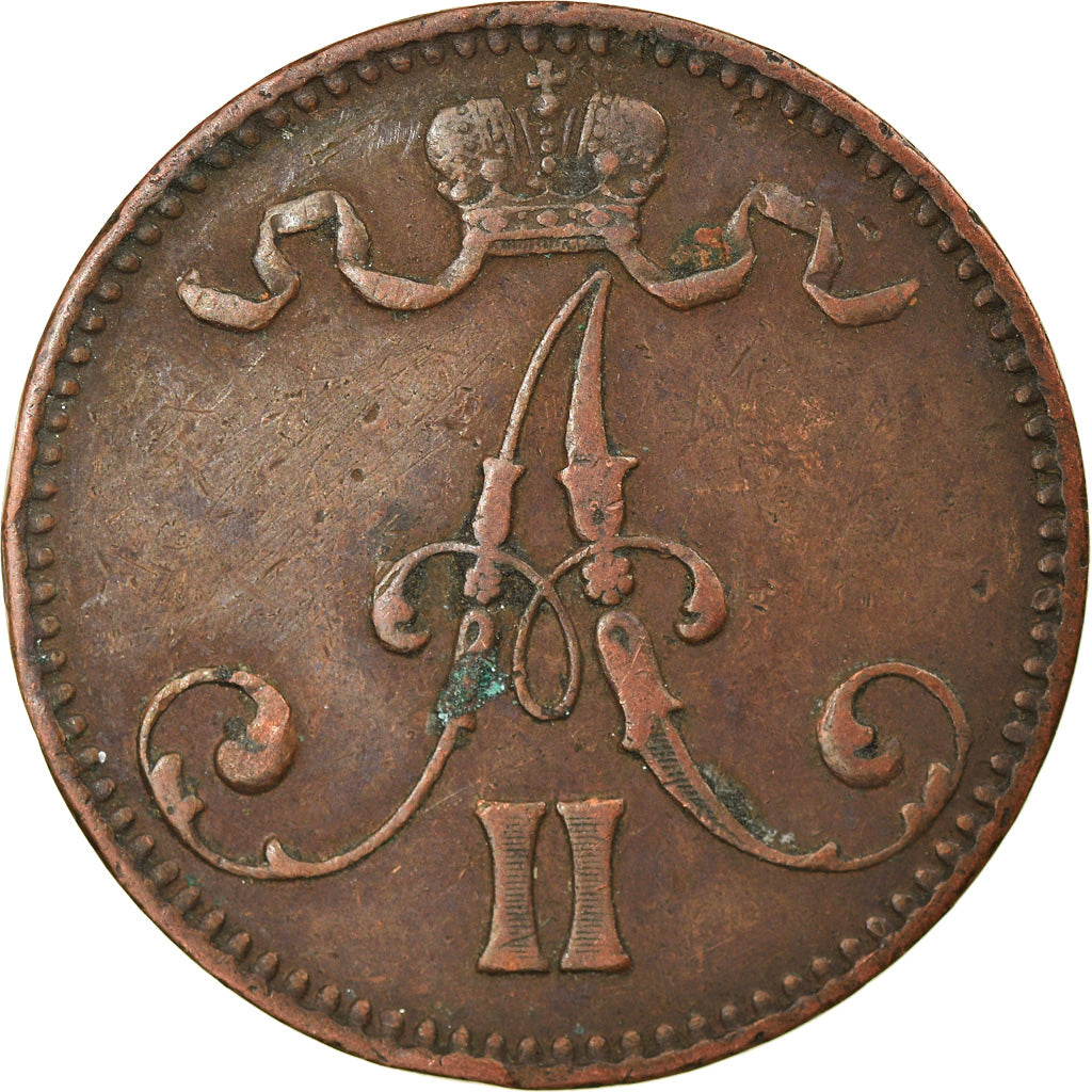 Monnaie, Finlande, Alexander II, 5 Pennia, 1867, TTB, Cuivre, KM:4.1