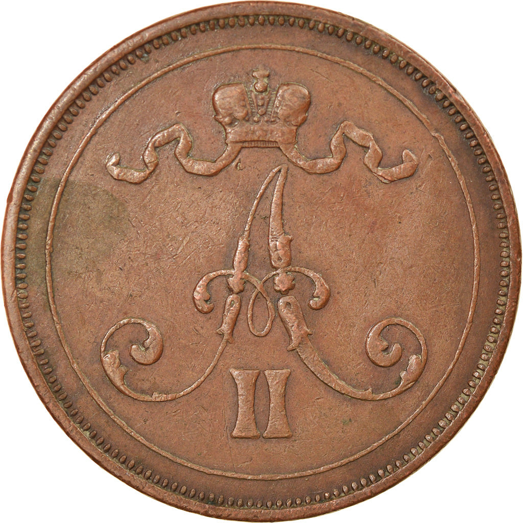 Coin, Finland, Alexander II, 10 Pennia, 1876, EF(40-45), Copper, KM:5.2