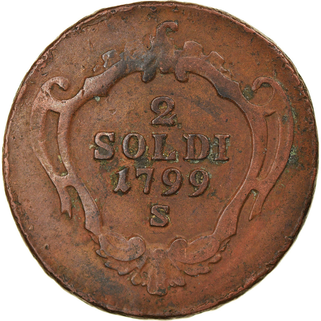 Coin, ITALIAN STATES, GORIZIA, Francesco II, 2 Soldi, 1799, Schm, VF(30-35)