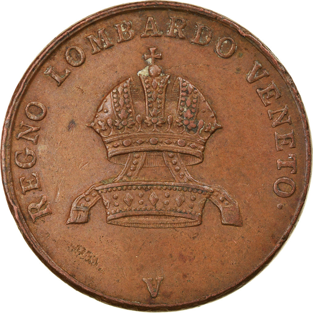 Coin, ITALIAN STATES, LOMBARDY-VENETIA, 5 Centesimi, 1822, Milan, EF(40-45)