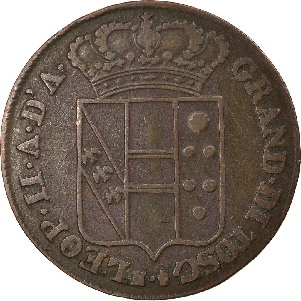 Moneda, Estados italianos, TUSCANY, Leopold II, 3 Quattrini, 1833, MBC, Cobre