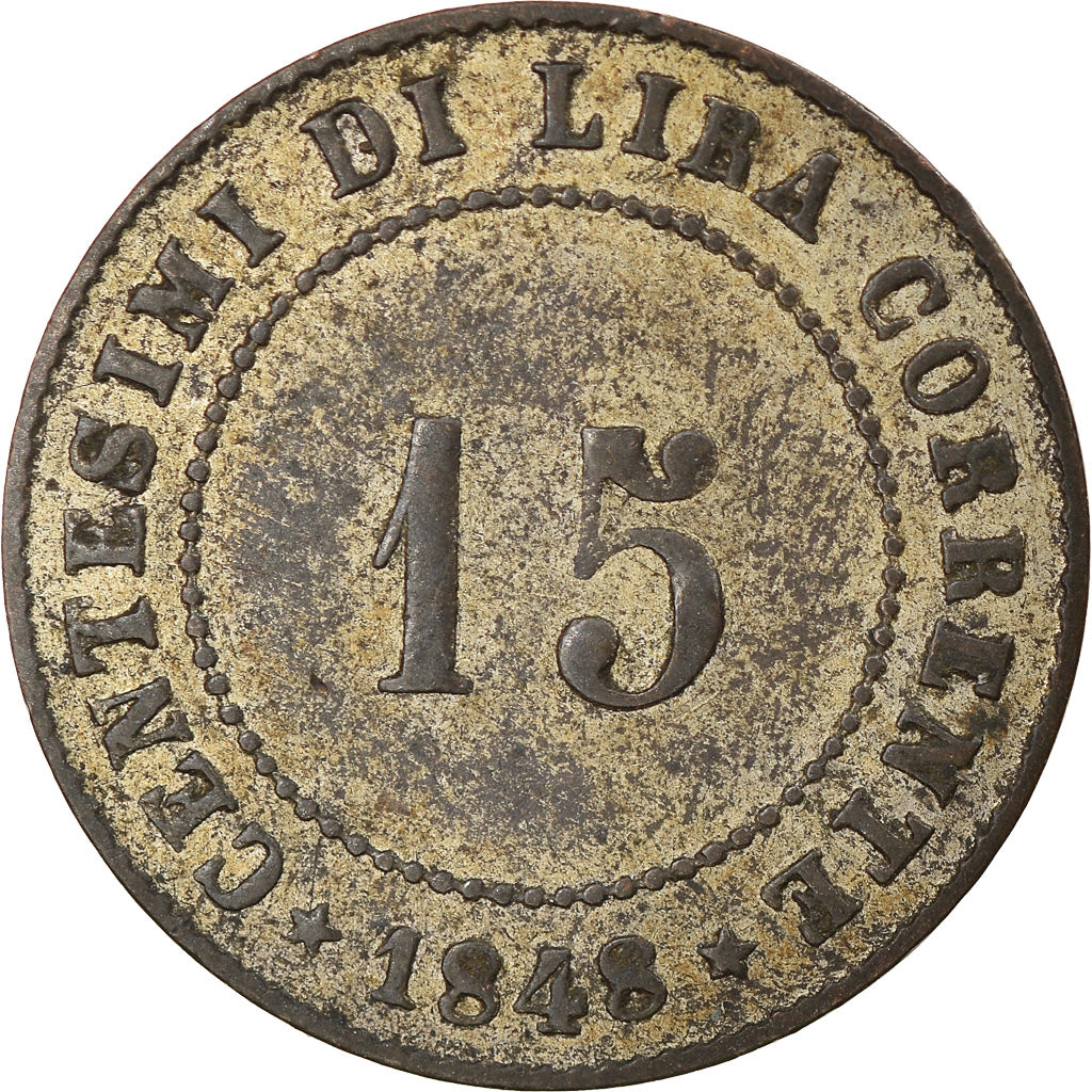 Coin, ITALIAN STATES, VENICE, 15 Centesimi, 1848, Venice, EF(40-45), Silver