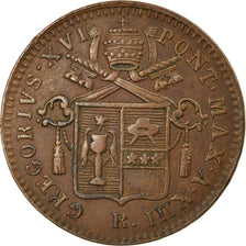 Coin, ITALIAN STATES, PAPAL STATES, Gregory XVI, Quattrino, 1843, Roma