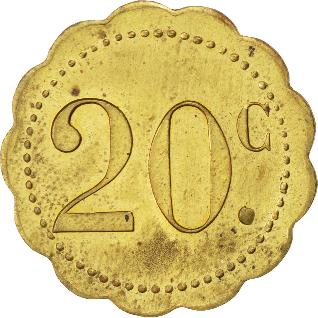 France, 20 Centimes, AU(50-53), Brass, Elie #10.3, 2.92