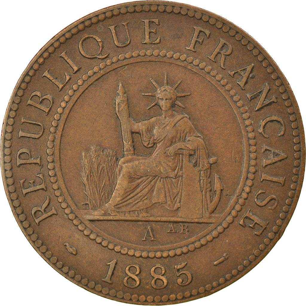 Coin, FRENCH INDO-CHINA, Cent, 1885, Paris, EF(40-45), Bronze, KM:1, Lecompte:37
