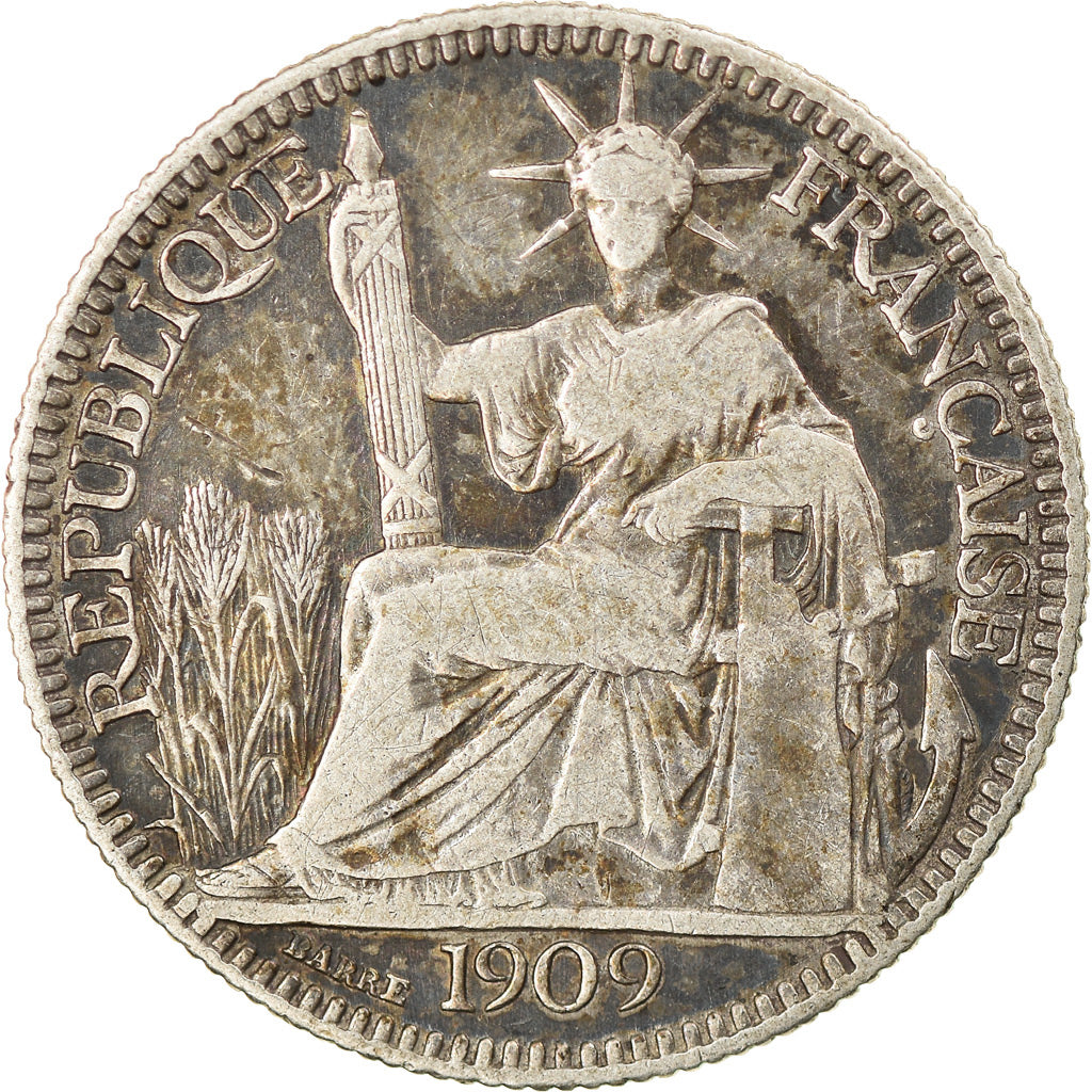 Monnaie, FRENCH INDO-CHINA, 10 Cents, 1909, Paris, TTB, Argent, KM:9