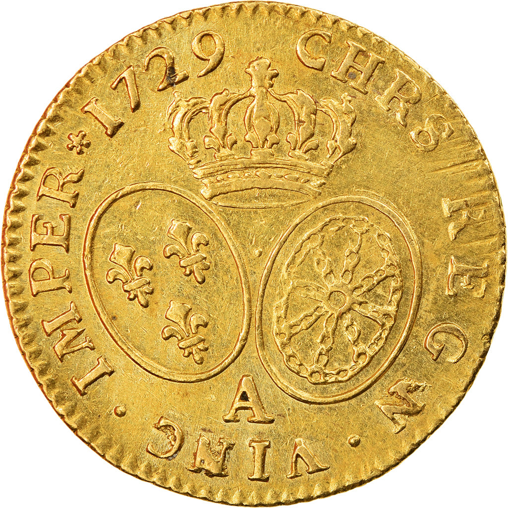 Monnaie, France, Louis XV, Louis d'or aux lunettes, Louis d'Or, 1729, Paris