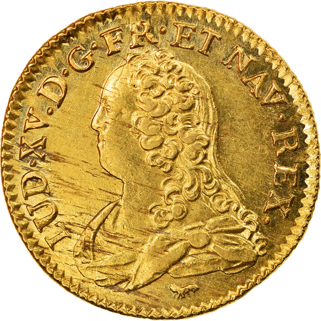 Moneta, Francia, Louis XV, Louis d'or aux lunettes, Louis d'Or, 1733, Paris