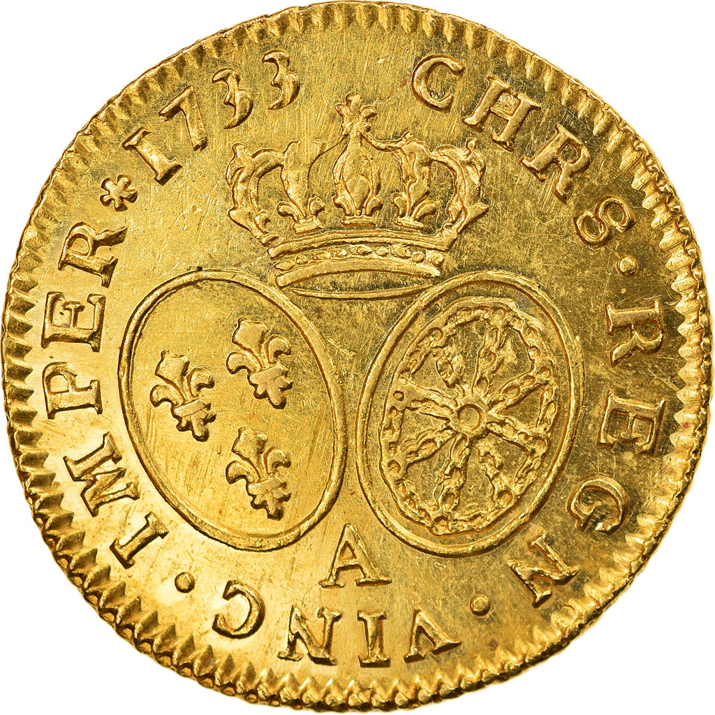 Moneta, Francia, Louis XV, Louis d'or aux lunettes, Louis d'Or, 1733, Paris