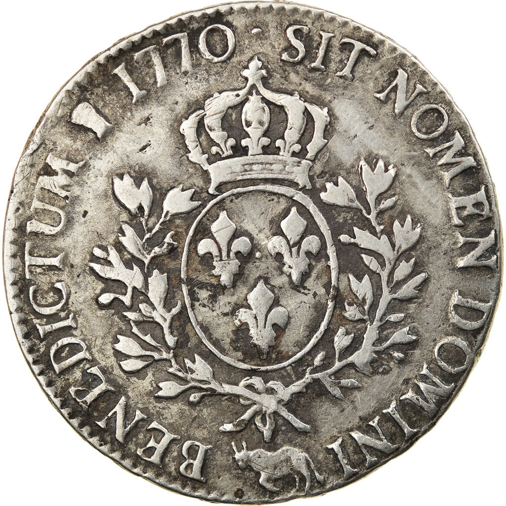 Moneta, Francia, Louis XV, Écu de Béarn au bandeau, 1770, Pau, MB+, Argento