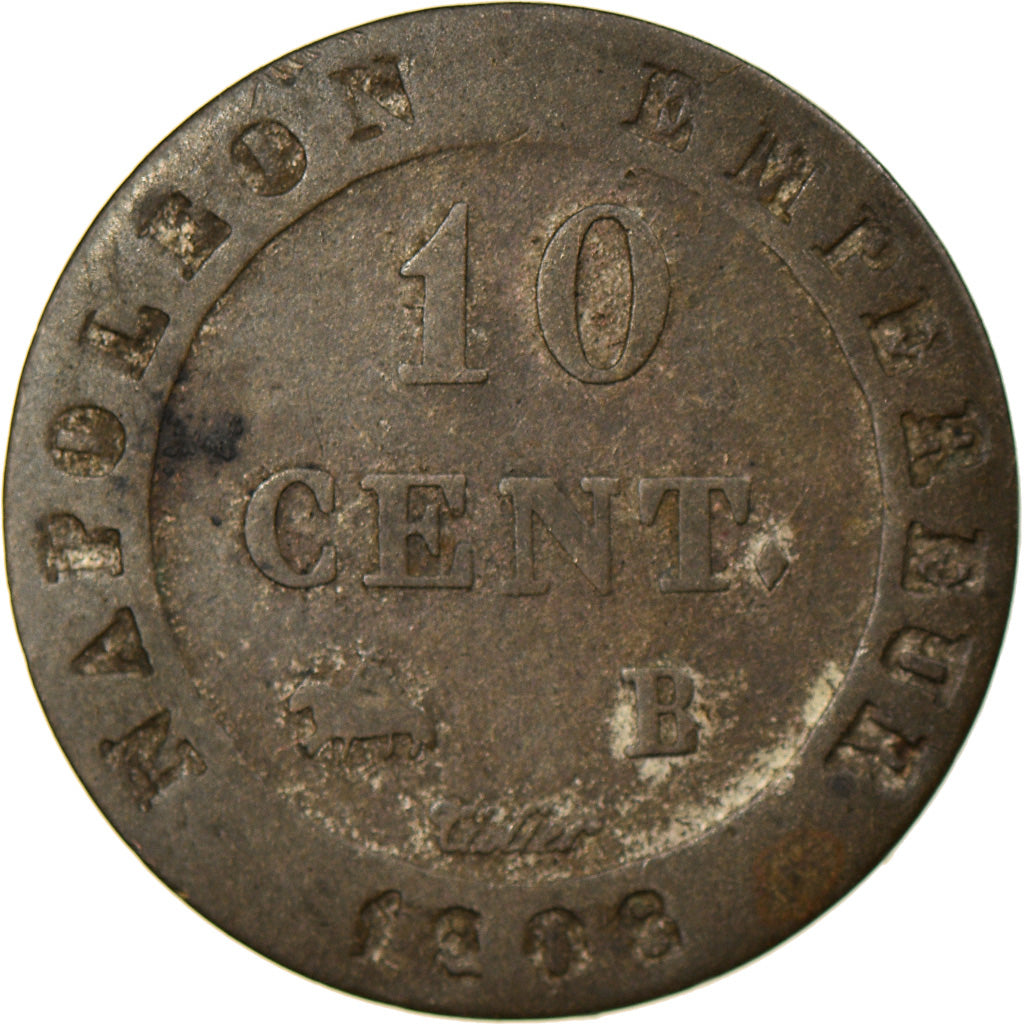 Münze, Frankreich, Napoléon I, 10 Centimes, 1808, Rouen, S+, Billon, KM:676.2