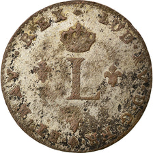 Moeda, França, Louis XV, Double sol (2 sous) en billon, 2 Sols, 1739, Rouen