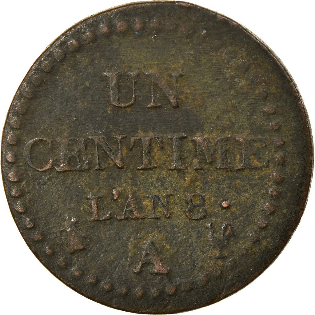 Moneta, Francia, Dupré, Centime, AN 8, Paris, B+, Bronzo, KM:646, Gadoury:76a