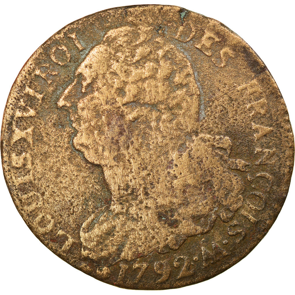 Münze, Frankreich, 2 sols françois, 2 Sols, 1792, Metz, SGE+, Bronze