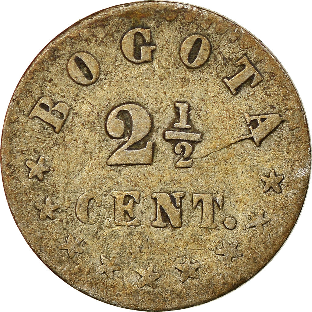 Coin, Colombia, 2-1/2 Centavos, 1880, Bogota, VF(30-35), Silver, KM:169