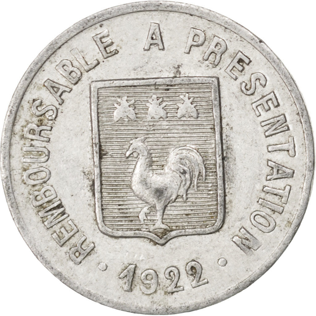 France, 5 Centimes, 1922, EF(40-45), Aluminium, Elie #25.1, 0.90