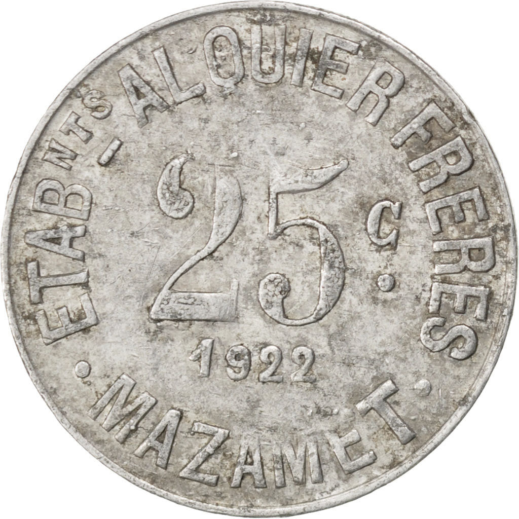 France, 25 Centimes, 1922, VF(30-35), Aluminium, Elie #25.3, 1.36